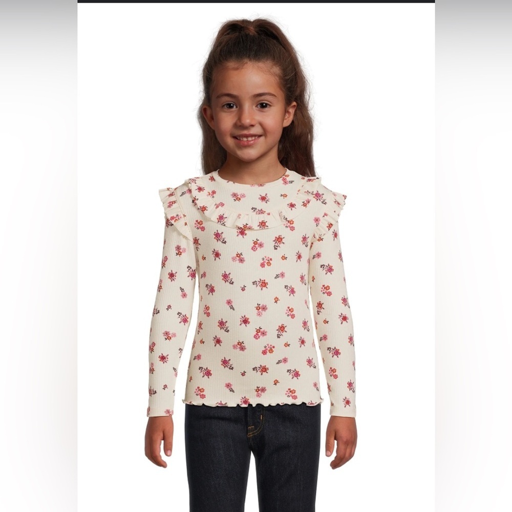 365 Kids from Garanimals Girls Ruffle Rib T-Shirt with Long Sleeves